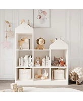 gaomon 7-Cubby Kids Bookshelf Wooden Toy Storage Organizer Bookcase