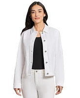 Jones New York Women's Patch Pocket Denim Collared Jacket