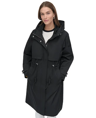 Dkny Women's Hooded Zip-Front Long Anorak Coat