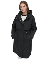 Dkny Women's Hooded Zip-Front Long Anorak Coat