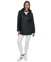 Dkny Petite Hooded Zip-Front Water-Resistant Raincoat