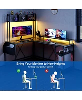 gaomon Reversible L Shaped Computer Desk with Hutch