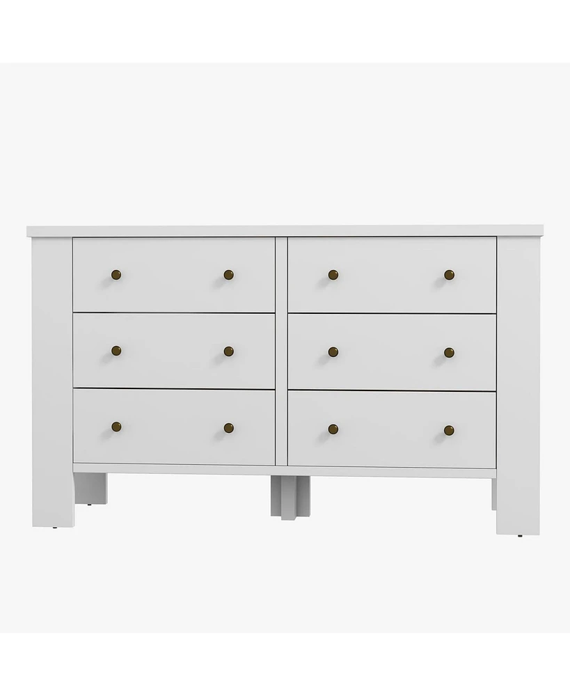 gaomon 6 Drawer Dresser for Bedroom, Wood Chest of Drawers with Metal Legs, Modern Storage Dresser Chest Cabinet Organizer