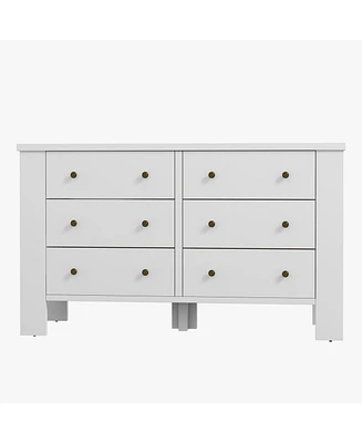 gaomon 6 Drawer Dresser for Bedroom, Wood Chest of Drawers with Metal Legs, Modern Storage Dresser Chest Cabinet Organizer