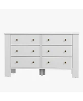 gaomon 6 Drawer Dresser for Bedroom, Wood Chest of Drawers with Metal Legs, Modern Storage Dresser Chest Cabinet Organizer