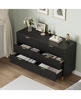 gaomon 6 Drawer Dresser for Bedroom, 56” Wide Wood Dresser Organizer with Metal Legs, Modern Chest of Drawers for Bedroom, Hallway