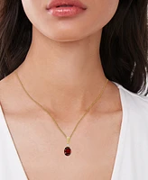 Garnet (1-3/8 ct. t.w.) & Lab Grown White Sapphire (1/10 ct. t.w.) Oval 18" Pendant Necklace in Gold-Plated Sterling Silver