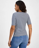 Tommy Hilfiger Women's Striped Cotton Lace-Up Top