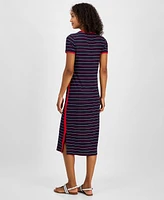 Tommy Hilfiger Women's Striped Short-Sleeve Midi Dress