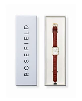 Rosefield Boxy Xs Women's Medium Brown Leather Watch 24mm