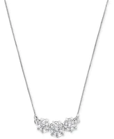 Diamond Cluster 18" Pendant Necklace (1 ct. t.w.) in 14k White Gold