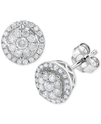 Diamond Cluster Round Stud Earrings (1/2 ct. t.w.) in 10k White Gold