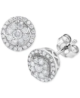 Diamond Cluster Round Stud Earrings (1/2 ct. t.w.) in 10k White Gold