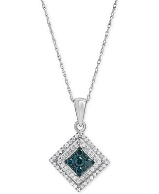 Blue Diamond (1/5 ct. t.w.) & White Diamond (1/3 ct. t.w.) 18" Pendant Necklace in 10k White Gold