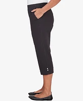 Alfred Dunner Women's Classic Twill Denim Split Hem Capri Pants