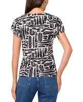 Vince Camuto Women's Printed Flutter-Sleeve Top