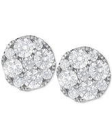 Diamond Cluster Stud Earrings (1 ct. t.w.) in 14k White Gold