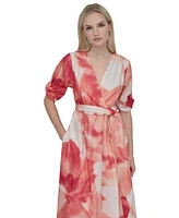 Dkny Women's Printed Cotton Puff-Sleeve Fit & Flare Dress