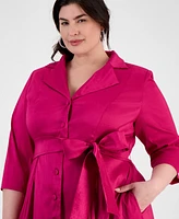 Alex Evenings Plus Notched Collar 3/4-Sleeve Shirtdress