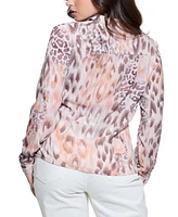 Guess Women's Clouis Animal-Print Shirt