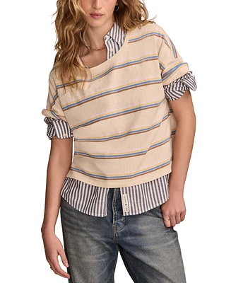 Lucky Brand Women's Striped Short Sleeve T-Shirt