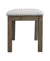 Slickblue Nailhead Trim Wooden Dining Bench with Fabric Upholstery for Elegant Dining Room Seating