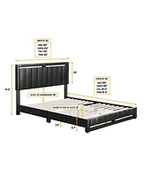 Boyd Sleep Belle Upholstered Platform Bed with Headboard, Mattress Foundation with Strong 14 Wood Slat Supports