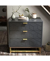 gaomon 3 Drawer Dresser for Bedroom, Wood Chest of Drawers with Metal Legs, Modern Storage Dresser Chest Cabinet Organizer, Large Dresser for Hallway
