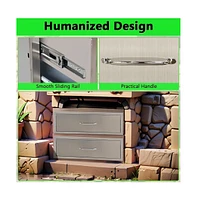 gaomon 30" W x 10" H x 23" D Outdoor Kitchen Drawers, Stainless Steel Outdoor Kitchen Drawers, 1-Layer Flush Mount Bbq Drawers for Bbq Island, Grill S