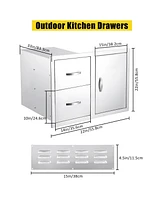 gaomon 33''W x 22''H x 22''D Outdoor Kitchen Drawer Combo with Paper Towel Rack, Bbq Access Door Drawers Combo with Stainless Steel, Perfect for Bbq G