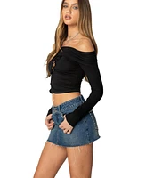 Edikted Women's Lace Up Fold Over Top