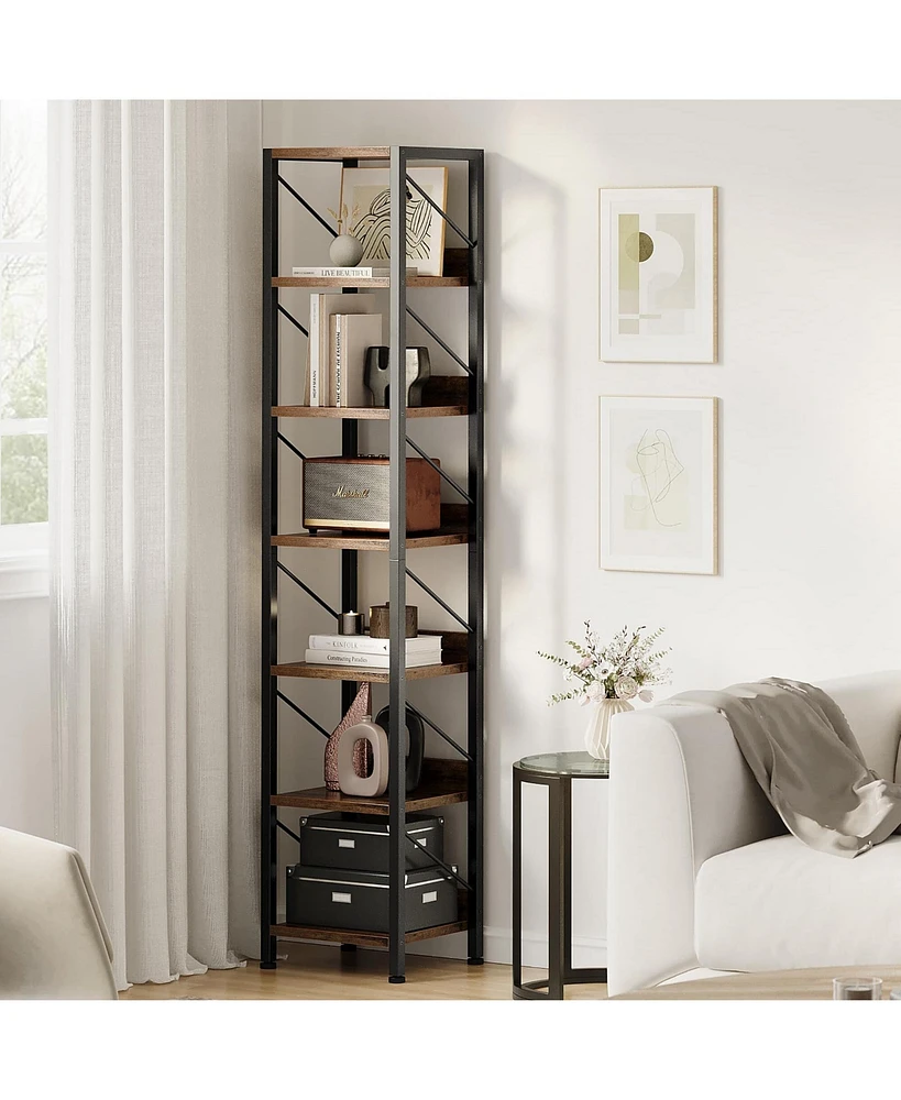 gaomon Narrow Bookshelf 6 Tier Tall Bookcase