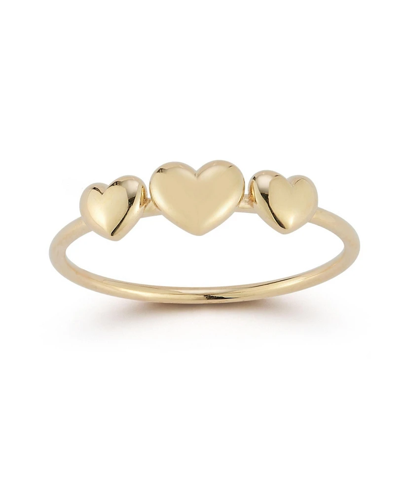 Rachel Zoe Fine Jewelry 14K Gold Triple Puffed Heart Ring