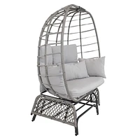 Double Outdoor Egg Chair with Legs - 2-Seat Glider Rocking Egg Chair with Cushions and Pillows - Gray