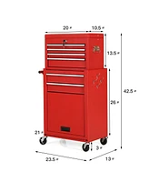 Gymax 2 in 1 Rolling Cabinet Storage Chest Box Garage Toolbox Organizer w/ 6 Drawers