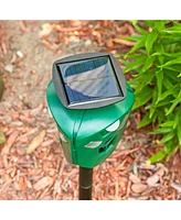 Sunnydaze Decor 360° Solar-Powered Ultrasonic Animal Repeller with Mounting Pole - Solar Power or Usb - 3 Pir Motion Sensors