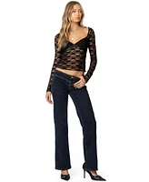 Edikted Women's Ribbon Lace Up Low Rise Jeans