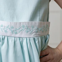 Hope & Henry Little Girls Heirloom Organic Round Collar Sateen Party Dress with Embroidered Sash
