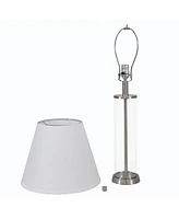 Cylinder Glass Table Lamp Set of 2 with Shade - 27.75" H - Indoor Modern Accent Lamps with Clear Base - Plug-In Electric
