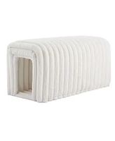 The Pop Home Pet-Friendly Ottoman Storage Bench with Arch Hollow Design, Multi-Functional for Living Room, Bedroom & Entryway-The Pop Home