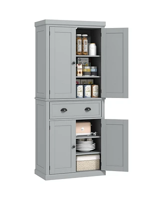 Homcom 72.5" Kitchen Pantry Cabinet with 4 Doors, Drawer
