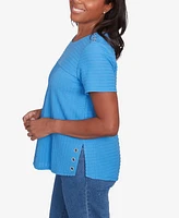 Alfred Dunner Petite Classics Solid Textured Short Sleeve T-Shirt