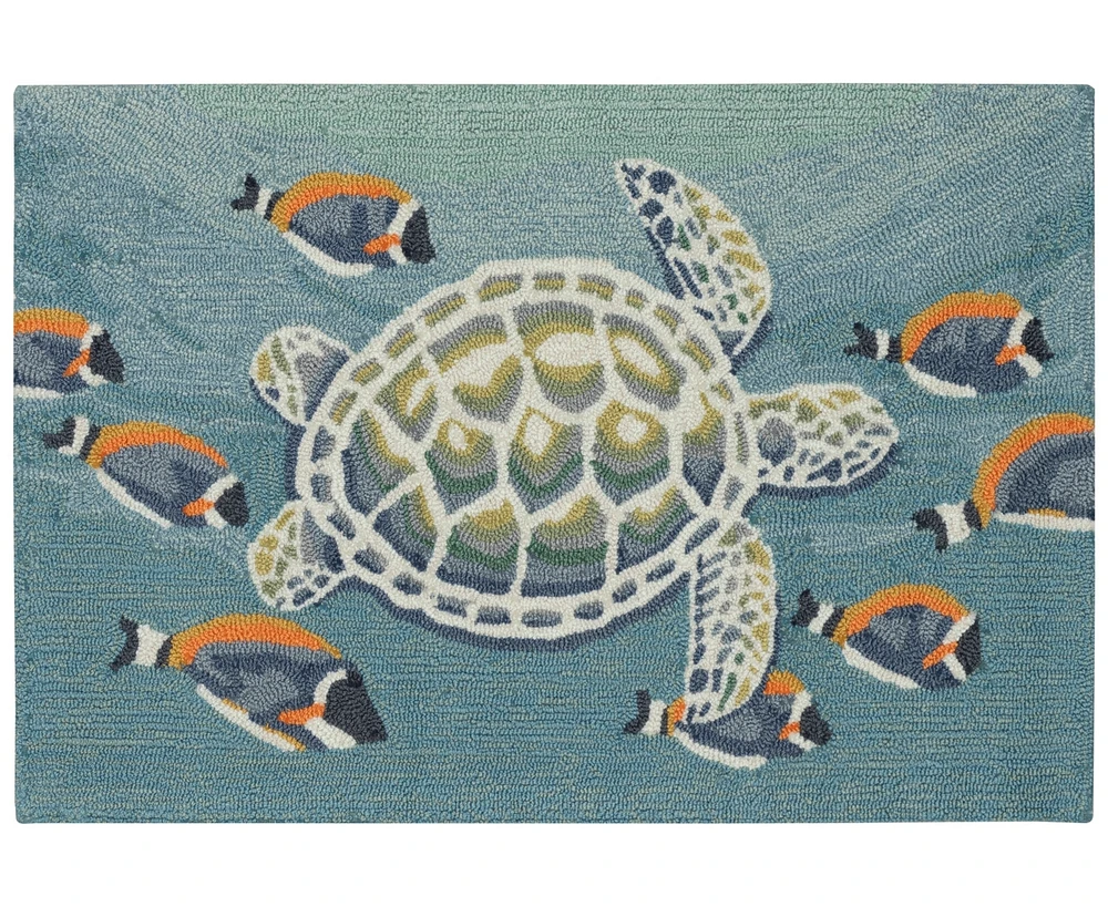 Liora Manne' Frontporch Turtle and Fish 2'6"x4' Area Rug