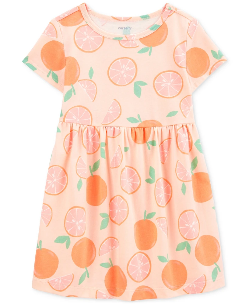 Carter's Toddler Girls Orange-Print Short-Sleeve Dress