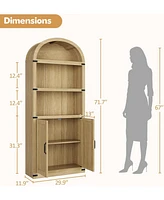 gaomon Bookcase with Doors Arched Bookshelf 71.65in Tall Bookcase Farmhouse Cabinet