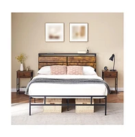 gaomon Full Size Bed Frame, Upholstered Platform with Overhead Placement Space