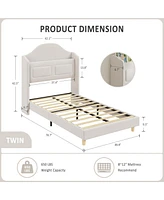 gaomon Twin Bed Frame with Lights, Stylish Velvet Platform Bed
