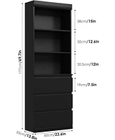 gaomon Bookcase with Drawers 70.27 Inches Tall Bookshelf Farmhouse Bookcases