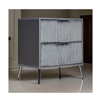 Slickblue Nightstand with 2 Ribbed Soft Upholstered Drawers for Stylish Storage