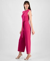 Tahari Petite Tie-Waist Sleeveless Wide-Leg Jumpsuit